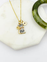 Gold Tabby Cat Charm Necklace Veterinarian School Student Gifts Ideas Personalized Customized Made to Order, N5503