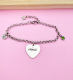 Personalized Nina Charm Bracelet, Initial Stainless Steel Jewelry, N3386