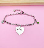Silver Nina Charm Bracelet Nina Gift Idea Personalized Customized Monogram Made to Order Jewelry, N3386