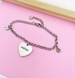 Personalized Nina Charm Bracelet, Initial Stainless Steel Jewelry, N3386