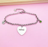 Personalized Nina Charm Bracelet, Initial Stainless Steel Jewelry, N3386
