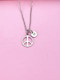 Silver Peace Sign Charm Necklace Peace Gifts Ideas Personalized Customized Made to Order N3452