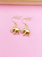 Gold Elephant Charm Necklace Birthday Luck Gifts Ideas Personalized Customized Made to OrderN2776