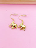 Gold Elephant Charm Necklace Birthday Luck Gifts Ideas Personalized Customized Made to OrderN2776