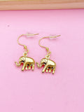 Gold Elephant Charm Necklace Birthday Luck Gifts Ideas Personalized Customized Made to OrderN2776