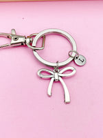 Bow Keychain, Silver Bow Charm Keychain Gift, Bow Charm, Bow Jewelry, Ribbon Keychain, Ribbon Charm, Personalized Gift, N2129
