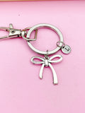 Bow Keychain, Silver Bow Charm Keychain Gift, Bow Charm, Bow Jewelry, Ribbon Keychain, Ribbon Charm, Personalized Gift, N2129