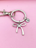 Bow Keychain, Silver Bow Charm Keychain Gift, Bow Charm, Bow Jewelry, Ribbon Keychain, Ribbon Charm, Personalized Gift, N2129