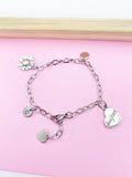 Sunflower Daughter Charm Bracelet, Personalized Initial Jewelry
