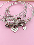 Silver Follow Your Dream Heart Charm Bracelet Graduation Gifts Ideas Personalized Customized Made to Order Jewelry, AN828