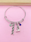 Silver Microscope DNA Charm Bracelet Forensic Scientist Microbiologist Gifts Ideas Personalized Customized Jewelry, N4581