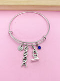 Silver Microscope DNA Charm Bracelet Forensic Scientist Microbiologist Gifts Ideas Personalized Customized Jewelry, N4581