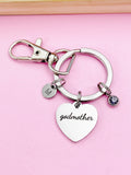 Godmother Heart Keychain, Godmother Gift D438
