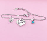 Personalized Granny Charm Bracelet, Initial, Birthstone,