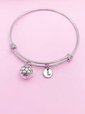Soccer Ball Bracelet, Initial Charm, Personalized Soccer Jewelry