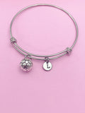 Soccer Ball Bracelet, Initial Charm, Personalized Soccer Jewelry