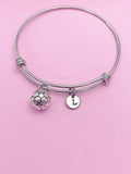 Soccer Ball Bracelet, Initial Charm, Personalized Soccer Jewelry