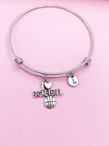 Silver I Lover Basketball Charm Bracelet Basketball Team Coach Gift Ideas Personalized Customized Made to Order Jewelry, N4531