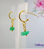 Gold Natural Hemimorphite Gemstone Earrings Mother's Day Gifts Ideas Customized Made to Order, N5526