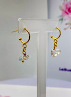 Gold Quartz Crystal Gemstone Earrings April Birthday Mother's Day Gifts Ideas Customized Made to Order, N5529