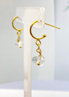 Gold Quartz Crystal Gemstone Earrings April Birthday Mother's Day Gifts Ideas Customized Made to Order, N5529