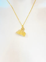 Gold Natural Citrine Gemstone Necklace Birthday Mother's Day Gifts Ideas Personalized Customized Made to Order, N5535