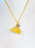 Gold Natural Citrine Gemstone Necklace Birthday Mother's Day Gifts Ideas Personalized Customized Made to Order, N5535