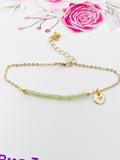 Gold Natural Peridot Gemstone Bracelet August Birthday Mother's Day Gifts Ideas Personalized Customized Made to Order, N5539