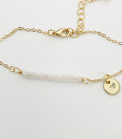 Gold Rose Quartz Gemstone Bracelet October Birthday Mother's Day Gifts Ideas Personalized Customized Made to Order, N5541