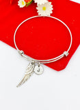 Silver Guardian Angel Wing Charm Bracelet Guardian Angel Gift Ideas Personalized Customized Made to Order Jewelry, AN1465