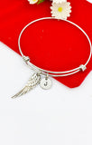 Silver Guardian Angel Wing Charm Bracelet Guardian Angel Gift Ideas Personalized Customized Made to Order Jewelry, AN1465