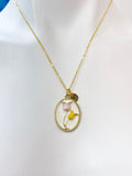 Tulip Charm Necklace, Gold Yellow Pink Tulip Gold Necklace, N5542