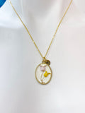 Tulip Charm Necklace, Gold Yellow Pink Tulip Gold Necklace, N5542