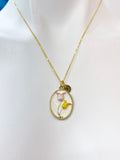 Tulip Charm Necklace, Gold Yellow Pink Tulip Gold Necklace, N5542