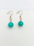 Rose Gold Jade Earrings, Stainless Steel Hook