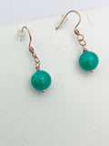 Rose Gold Jade Earrings, Stainless Steel Hook