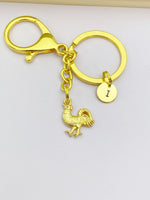 Silver or Gold Chicken Rooster Charm Keychain Farmer Gifts Ideas Personalized Customized Made to Order Jewelry, AN782