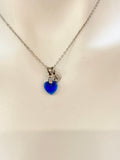 Silver or Gold Heart Blue Sapphire Charm Necklace September Birthday Mother's Day Gifts Ideas Personalized Customized Made to Order N73