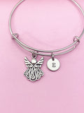 Silver Guardian Angel Charm Bracelet Guardian Angel Gifts Ideas Personalized Customized Made to Order Jewelry, AN1705