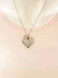 Silver Flower Heart Locket Necklace, Personalized Initial Charm