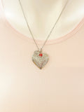 Silver Flower Heart Locket Necklace, Personalized Initial Charm