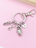 Silver Anatomy Heart Stethoscope Caduceus Charm Keychain Medical School Cardiologist Gifts Ideas Personalized Jewelry, N5545