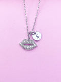 Silver Lip Charm Necklace Makeup Artist School Gift Ideas Personalized Customized Monogram Made to Order Jewelry, N1552