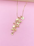 Gold Cherry Blossom Charm Necklace Sakura Gift Ideas Personalized Customized Made to Order Jewelry, AN2186