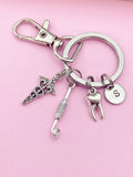 Dentist Keychain Silver Mouth Mirror Molar Tooth Caduceus Charms Orthodontics School Orthodontist Gifts Ideas AN2160