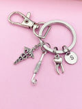 Dentist Keychain Silver Mouth Mirror Molar Tooth Caduceus Charms Orthodontics School Orthodontist Gifts Ideas AN2160