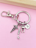 Dentist Keychain Silver Mouth Mirror Molar Tooth Caduceus Charms Orthodontics School Orthodontist Gifts Ideas AN2160