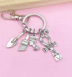 Egyptology Keychain Silver Egypt Queen Ankh Egypt Cross Brush Shovel Charms Egyptology School Egyptologist Gifts Ideas N5549