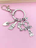 Egyptology Keychain Silver Egypt Queen Ankh Egypt Cross Brush Shovel Charms Egyptology School Egyptologist Gifts Ideas N5549