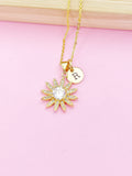 Gold Daisy Flower Charm Necklace Spring Birthday Mother's Day Gifts Ideas Personalized Customized Made to Order, BN5470